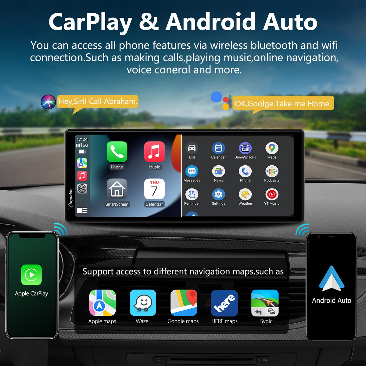 CARPURIDE C92 Portable Smart Multimedia Dashboard Console With Backup Camera