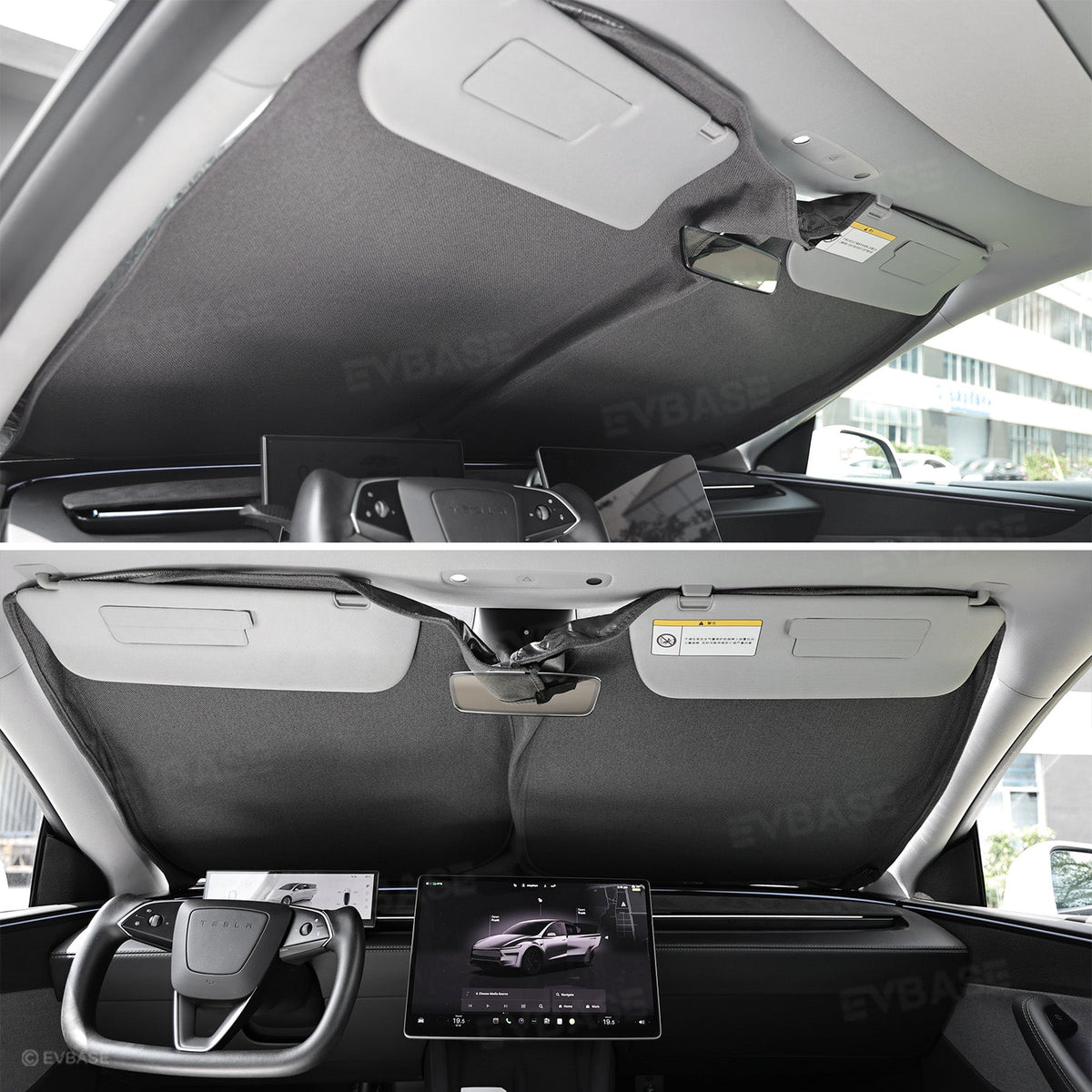 EVBASE Model Y Juniper Front and Rear Windshield Shade Side Window Sunshade Foldable Sun Visor