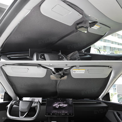 EVBASE Model Y Juniper Front and Rear Windshield Shade Side Window Sunshade Foldable Sun Visor