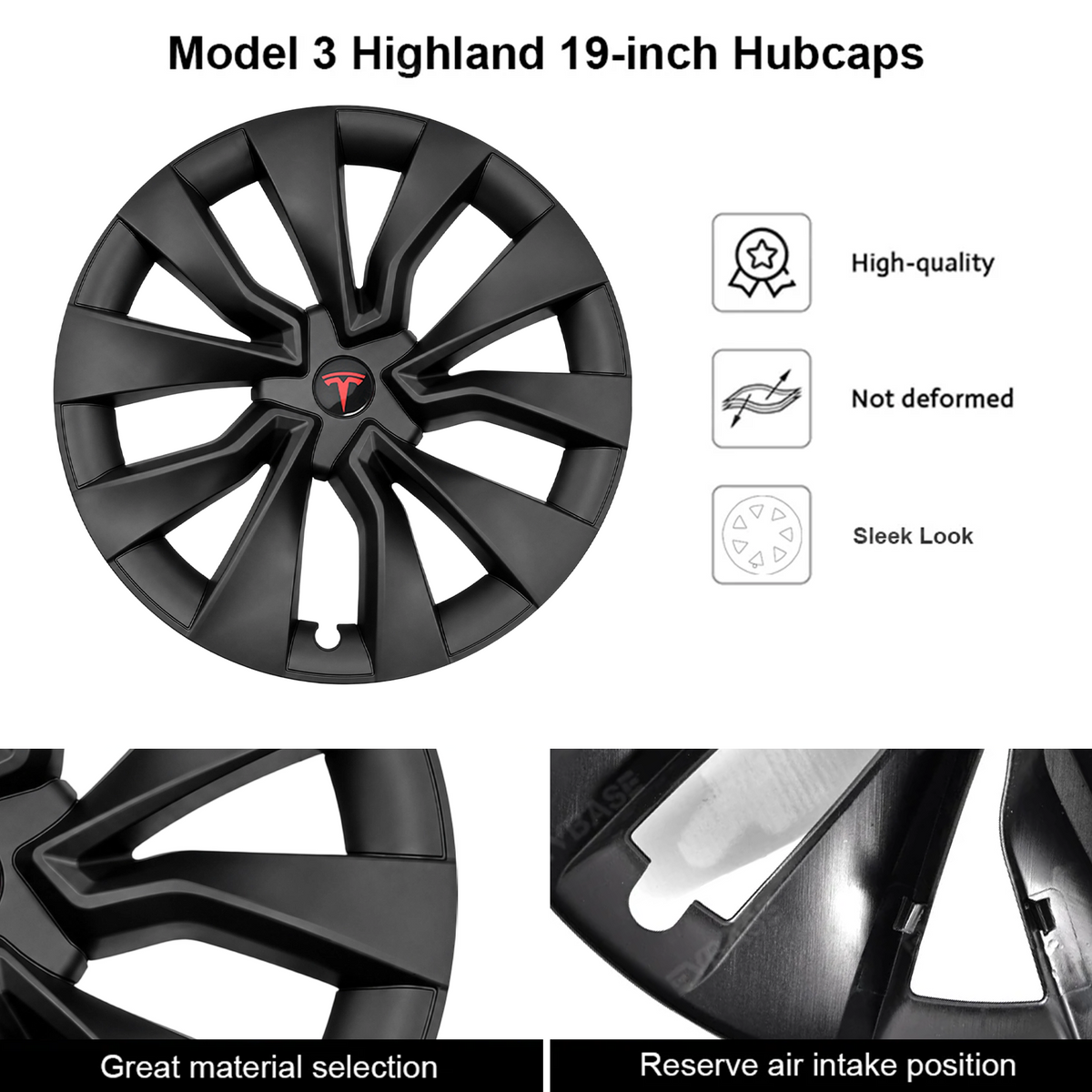 Model 3 Highland 19-Inch Wheel Covers for Tesla Nova Wheels Hub Caps Wheel Rim Protector EVBASE