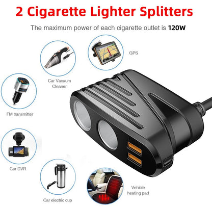 CARPURIDE Car charger mobile phone charger cigarette lighter dispenser with 2USB ports dual QC3.0 fast charging 20W USB-C
