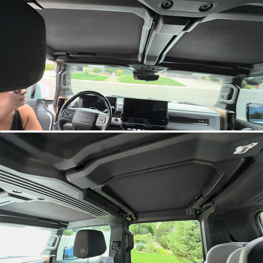 EVBASE Glass Roof Sunshade for Hummer EV Ice Crystal Sun Shield Foldable Sunroof Shade