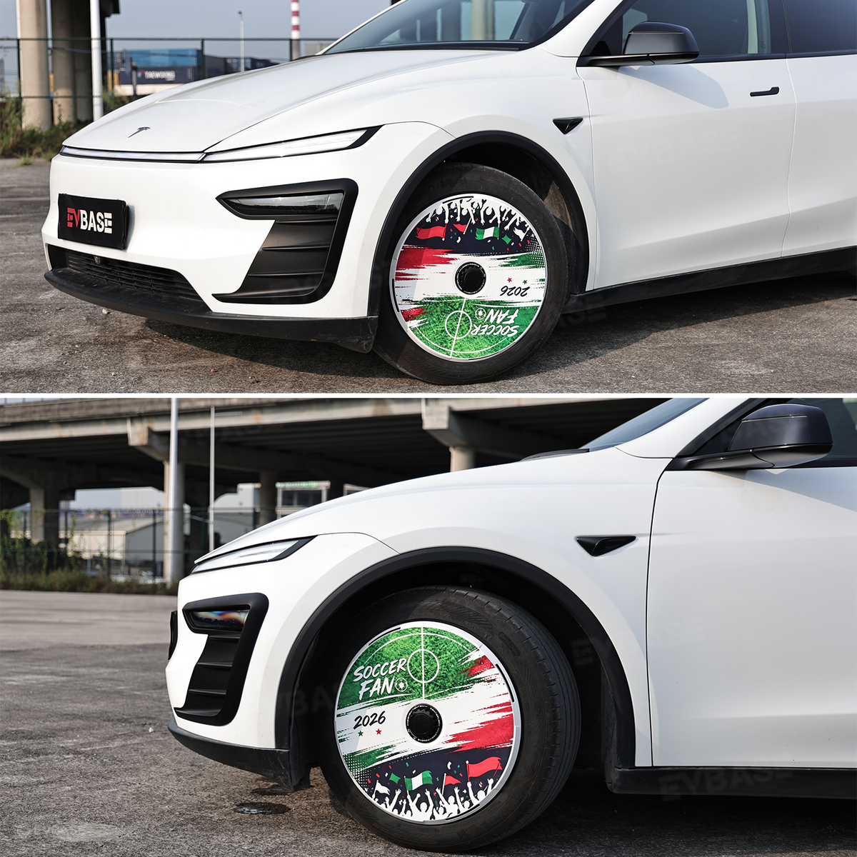 EVBASE Model Y Juniper Aero Wheel Covers International Soccer Style Hubcaps for Tesla 18/19/20/21 Inch Wheels