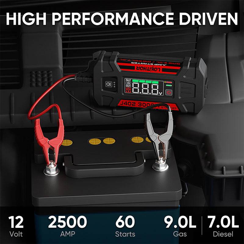 LOKITHOR J402 Portable Jump Starter 3000A Peak with ConnectMax Tech for 9.0L Gas/7.0L Diesel