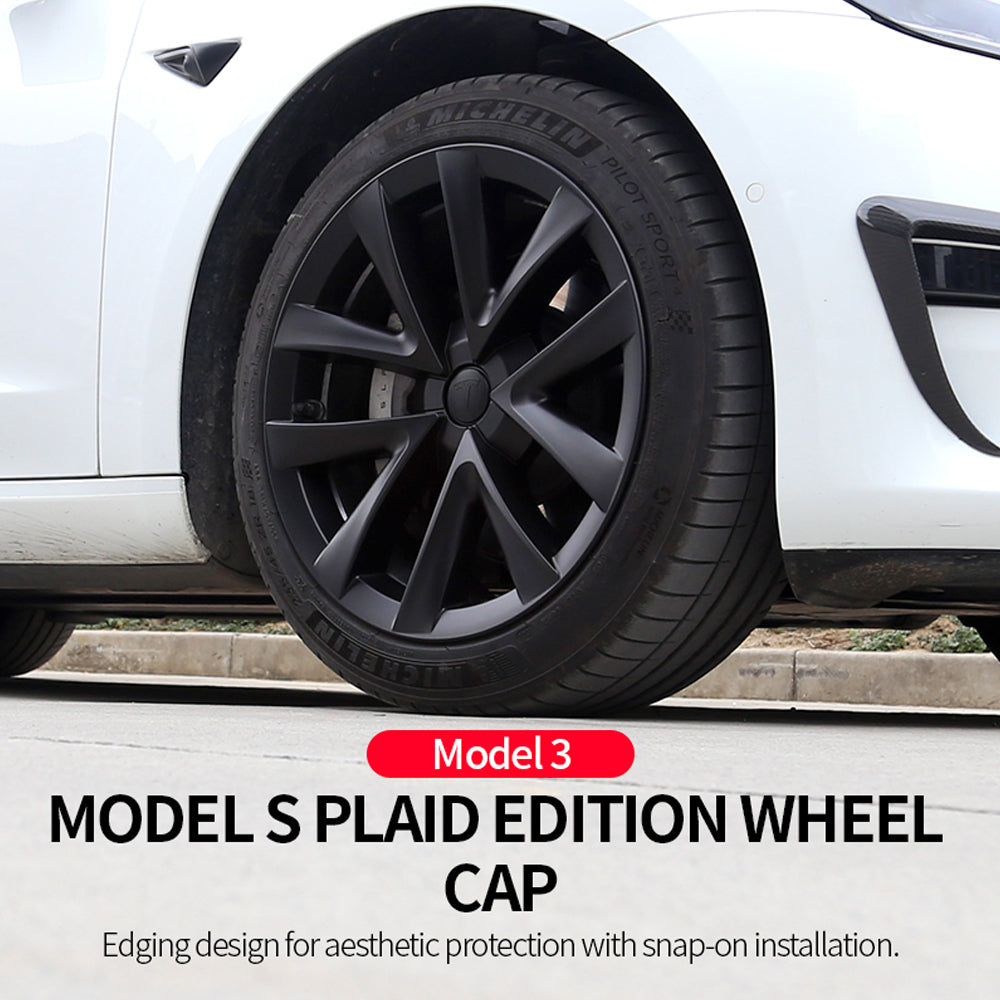 EVBASE Model 3 Highland Arachnid Wheel Cover 18 inch Sport Model S Plaid Version Wheel Cap 4PCS Matte