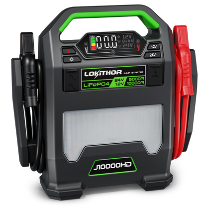 LOKITHOR J10000HD Heavy Duty Jump Starter 12V 10000A / 24V 5000A with Auto-Sensing Booster for Semi-Trucks & Large Engines