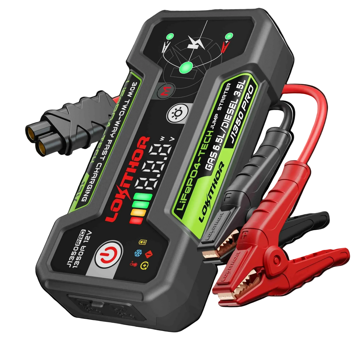 LOKITHOR J1350 PRO LiFePO4 Jump Starter 1350A with 30W Two-way Fast Charging for 6.5L Gas / 3.5L Diesel