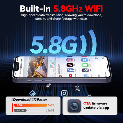Redtiger 2CH A4 4K+1080P 5.8GHz WIFI Voice Control Dash Cam