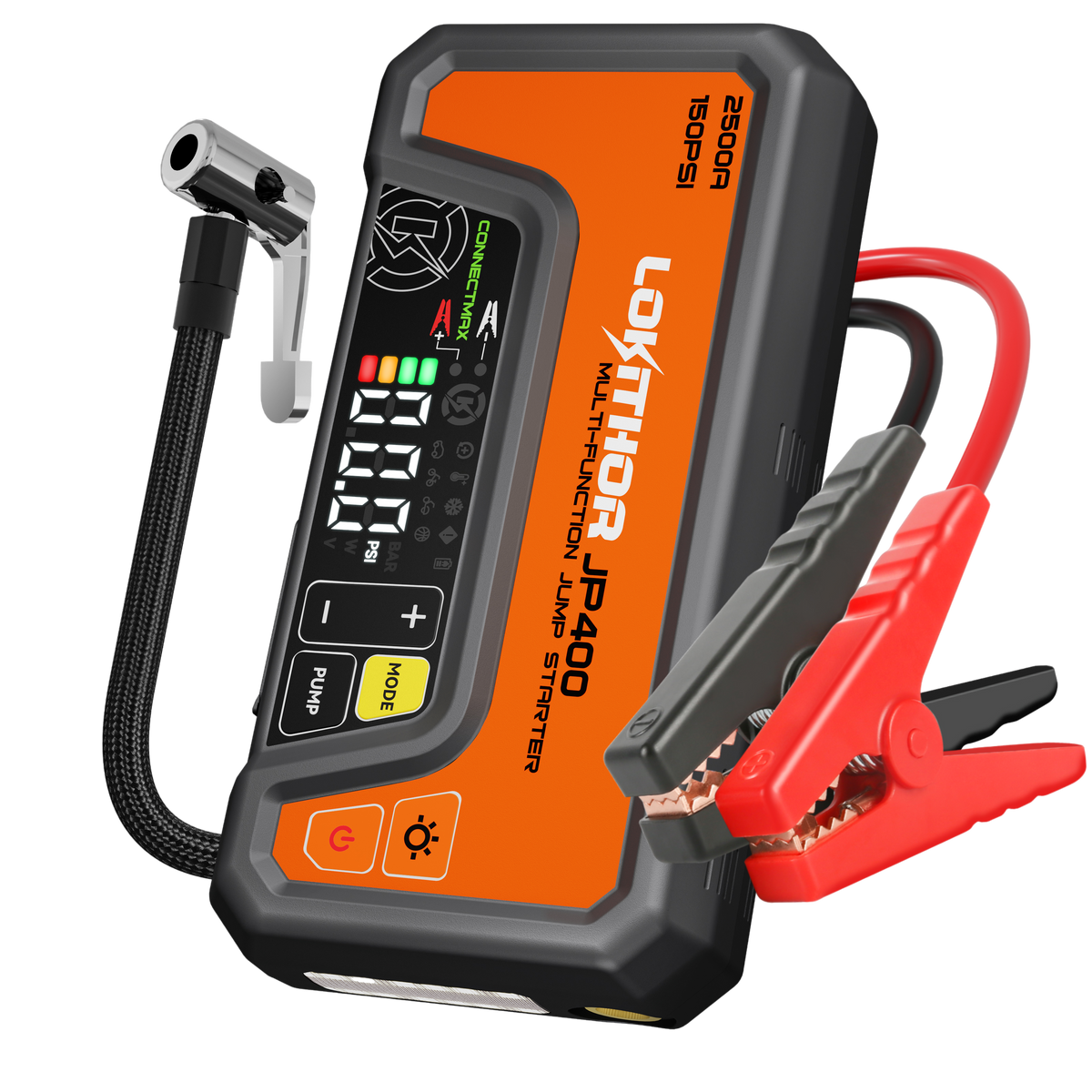 LOKITHOR JP400 Jump Starter 2500A with 150PSI Air Compressor for 8.5L Gas / 6.5L Diesel