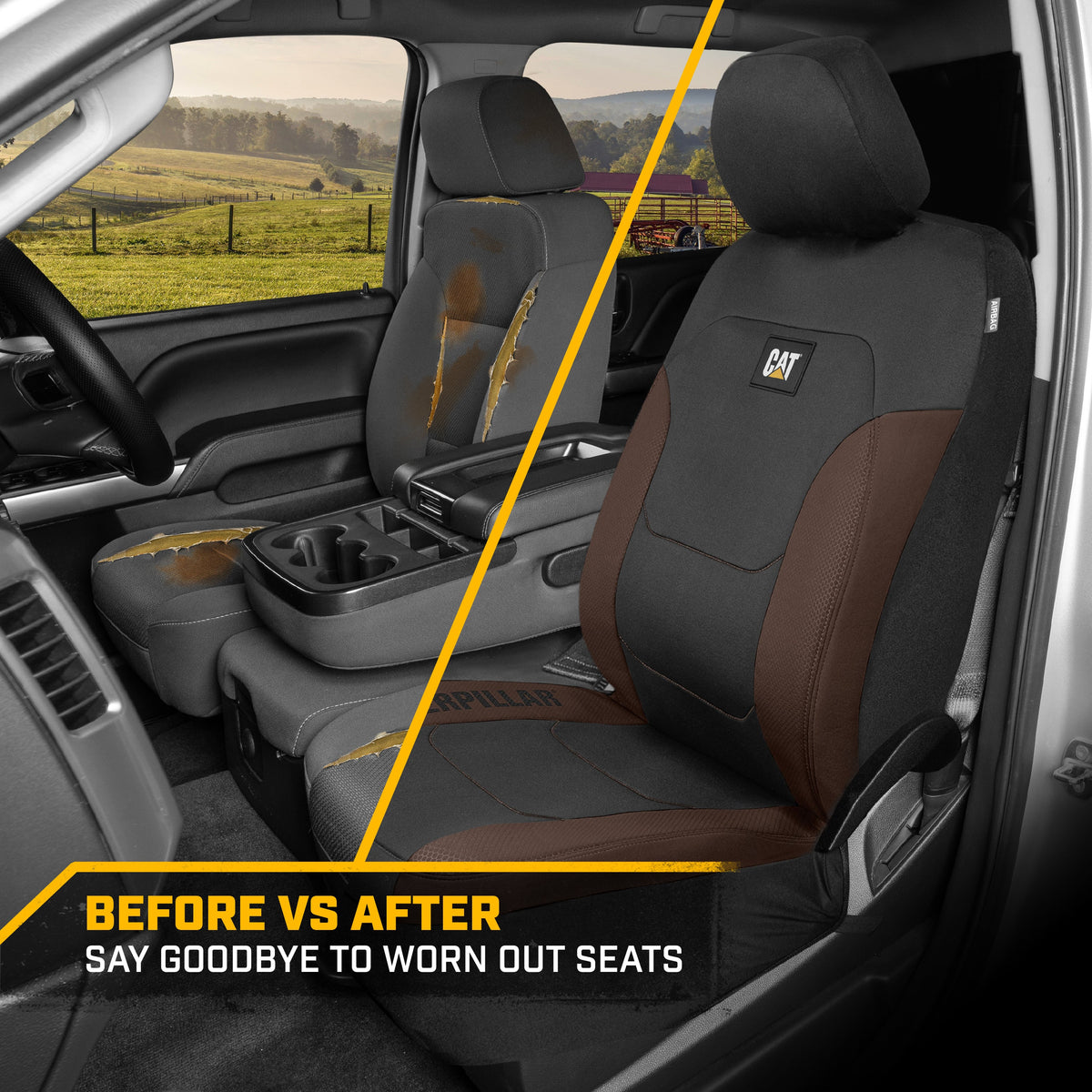 Cat® Flexfit™ Automotive Seat Covers for Cars Trucks and SUVs (Set of 2) - Car Seat Covers for Front Seats, Truck Seat Protectors , Auto Interior