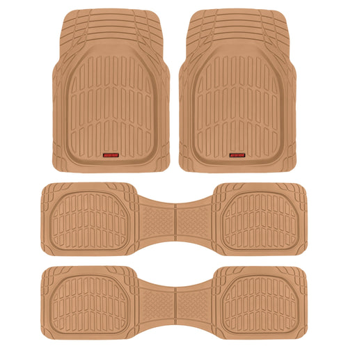 MotorTrend 4-Piece 3-Rows FlexTough Deep Dish Front Floor Mats, Middle Floor Mats, and Rear Floor Mat