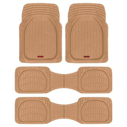MotorTrend 4-Piece 3-Rows FlexTough Deep Dish Front Floor Mats, Middle Floor Mats, and Rear Floor Mat