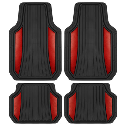 MotorTrend 4-Piece Shield Two-Tone Gloss Front Floor Mats and Rear Floor Mats - Heavy Duty, All Weather, Trim to Fit