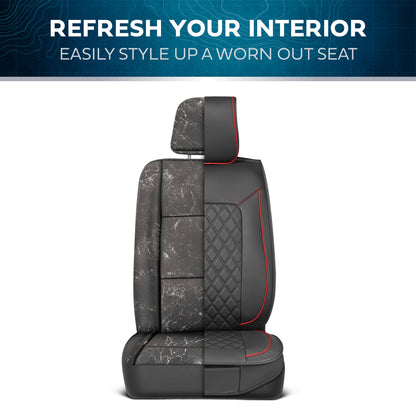 MotorBox 2-Pack Prestige Edition Premium Faux Leather Diamond Stitched Cushion Front Seat Covers