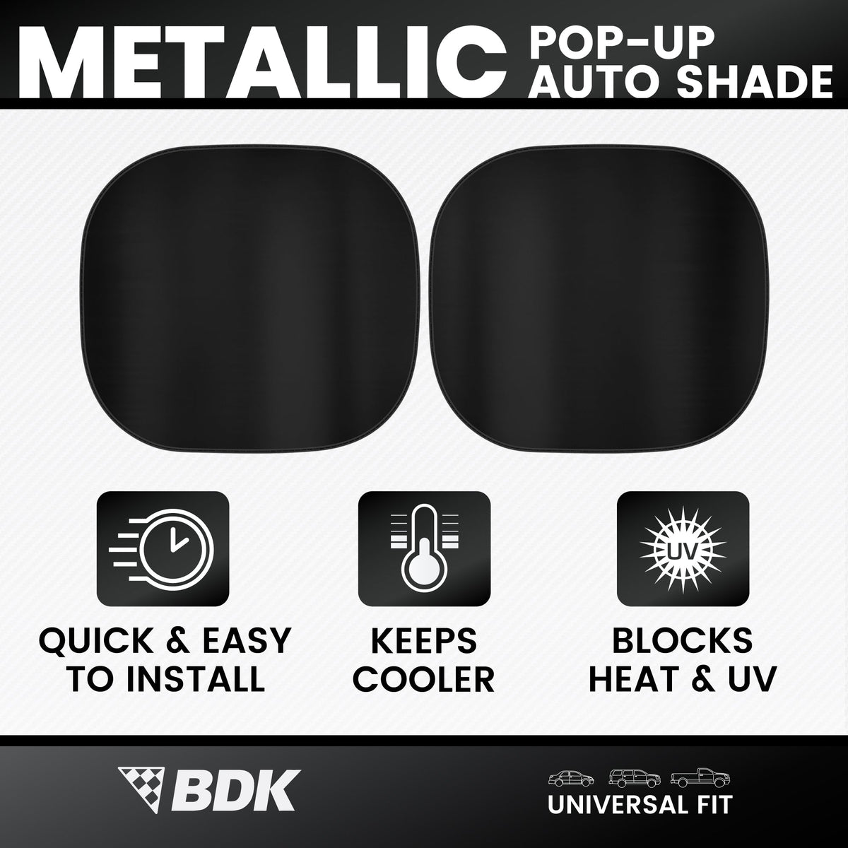 Carbella 2PC Black Car Windshield Sun Shade - Car Accessories Sunshade for Windshield - Blocks UV Rays Sun Visor for Window Protector - Easy
