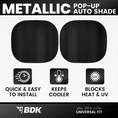Carbella 2PC Black Car Windshield Sun Shade - Car Accessories Sunshade for Windshield - Blocks UV Rays Sun Visor for Window Protector - Easy