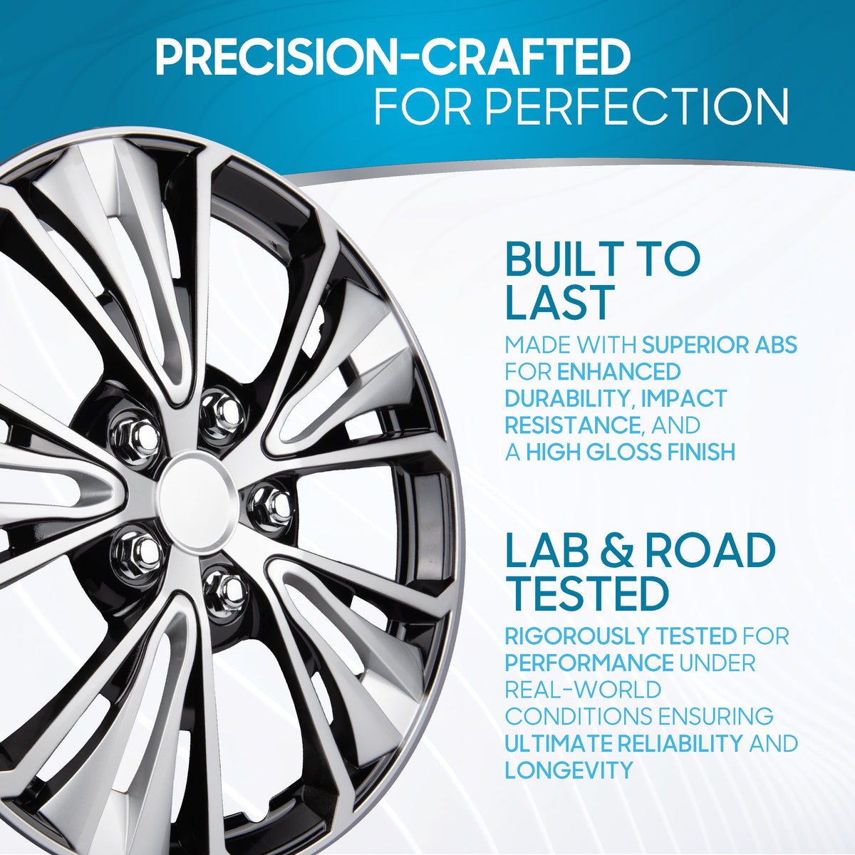 BDK 16 Inch Hubcaps Set of 4 - OEM Replacement Snap-On Wheel Rim Covers - Universal Fit Car Wheel Cover for Cars, Trucks, SUV, Vans Durable ABS