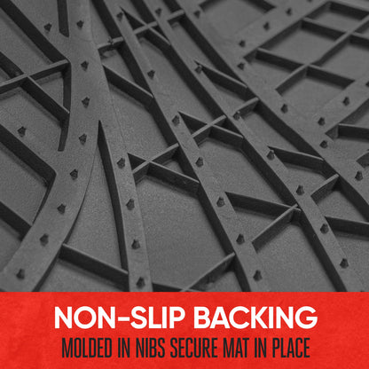 MotorTrend 4-Piece Two-Tone Non-Slip Heel Pad Front Floor Mats and Rear Floor Mats - Heavy Duty, All Weather, Trim to Fit
