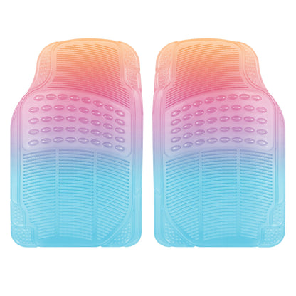 Carbella 2-Piece Automotive Floor Mats - All Weather, Trim to Fit - Rainbow Sunset - Rainbow Sunset