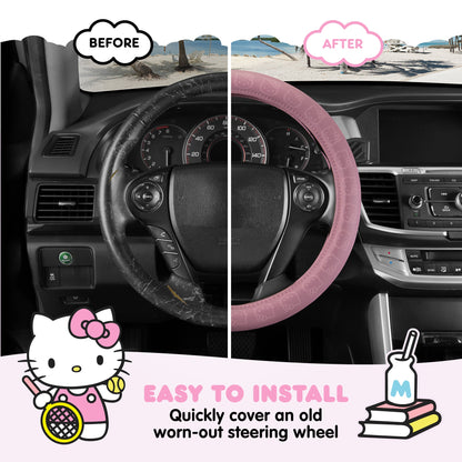 Carbella Sanrio Hello Kitty Pink Steering Wheel Cover (Fits 14.5" - 15")