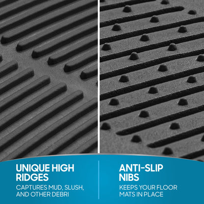 BDK 3-Piece ProLiner Front Floor Mats and Rear Floor Mats - Heavy Duty, All Weather, Trim to Fit