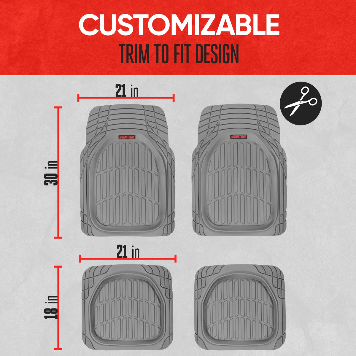 MotorTrend 4-Piece FlexTough Tortoise Front Floor Mats and Rear Floor Mats