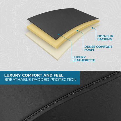 MotorBox Premium Napa Leather Rear Seat Cover – Semi Universal Fit for Most Cars, Truck & SUV – Black Back Seat Protector – Anti-Slip, Durable