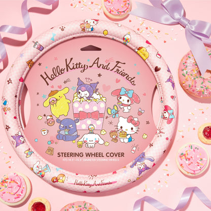 Hello Kitty and Friends Steering Wheel Cover, Universal Fit Cute Accessories for Women, Stylish Decor Gift Hello Accessories - Fits Standard