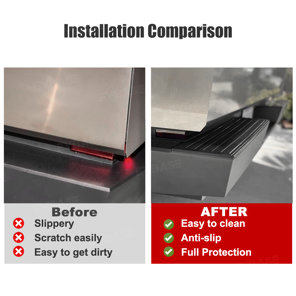 EVBASE Cybertruck Rear Bumper Tailgate Protector Stainless Steel Tailgate Top Cover Rear Bumper Guard Step Plates for Tesla