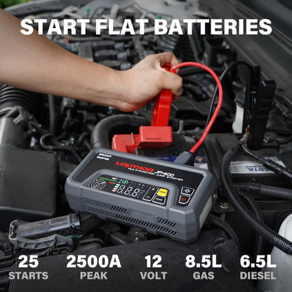 LOKITHOR JP400 Jump Starter 2500A with 150PSI Air Compressor for 8.5L Gas / 6.5L Diesel