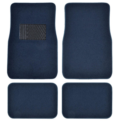 BDK 4-Piece Premium Carpet Non-Slip Heel Pad Front Floor Mats and Rear Floor Mats - Blue