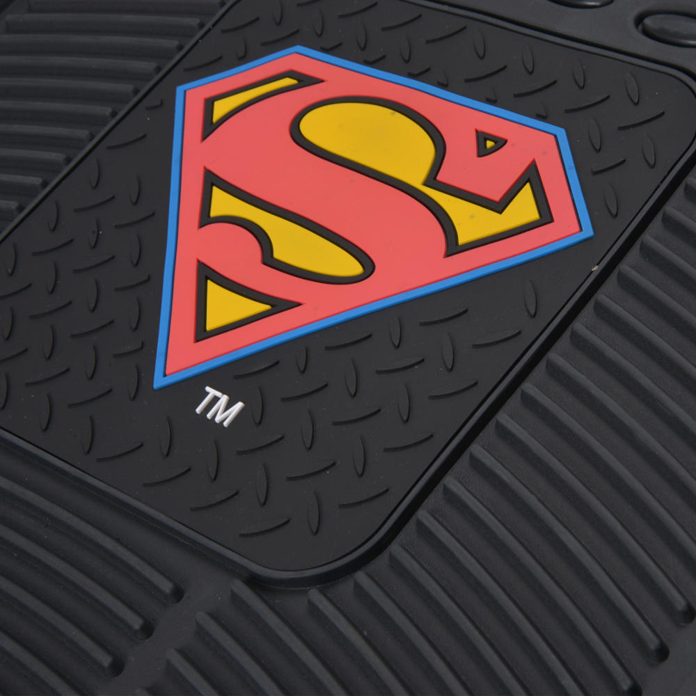 BDK Armored Super Hero Car Floor Mats - Officially Licensed DC Comics - All Weather Heavy Duty Auto Interior Liners for Car Truck Van SUV