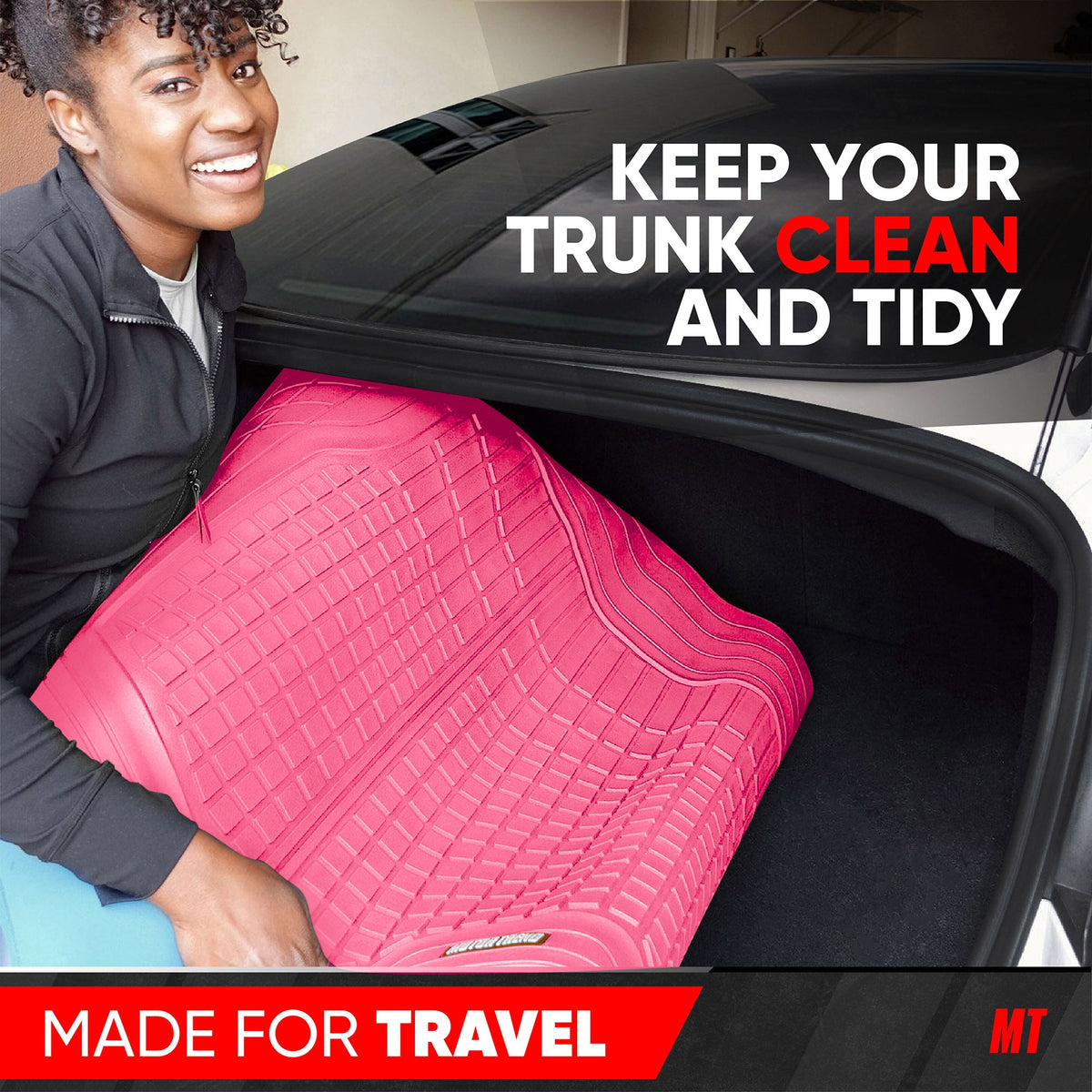 Motor Trend FlexTough Rear Cargo Mat – Heavy-Duty Trimmable Car Trunk Mat for Back of SUV, Universal Rear Cargo Liner for SUV, Flexible Trunk