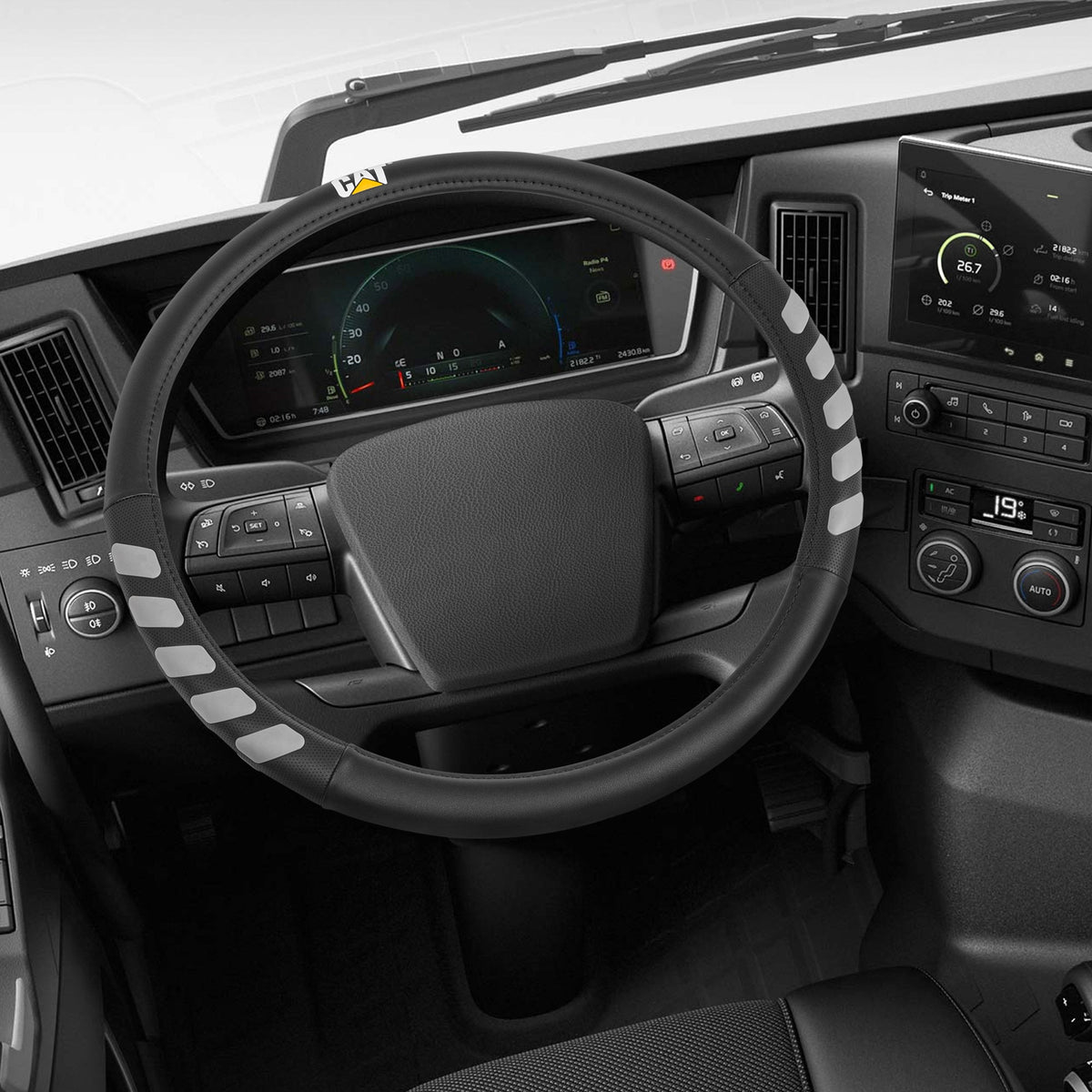CAT UltraSport Faux Leather Steering Wheel Cover for RVs, Semi-Trucks, Trucks, and Big Rigs XL (Fits 17.5" - 18")
