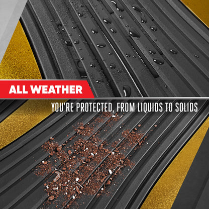 Motor Trend ChromeTech Car Floor Mats Full Set - Durable Rubber Floor Mats for Cars with Two Tone Accent, All Weather Interior Protection for