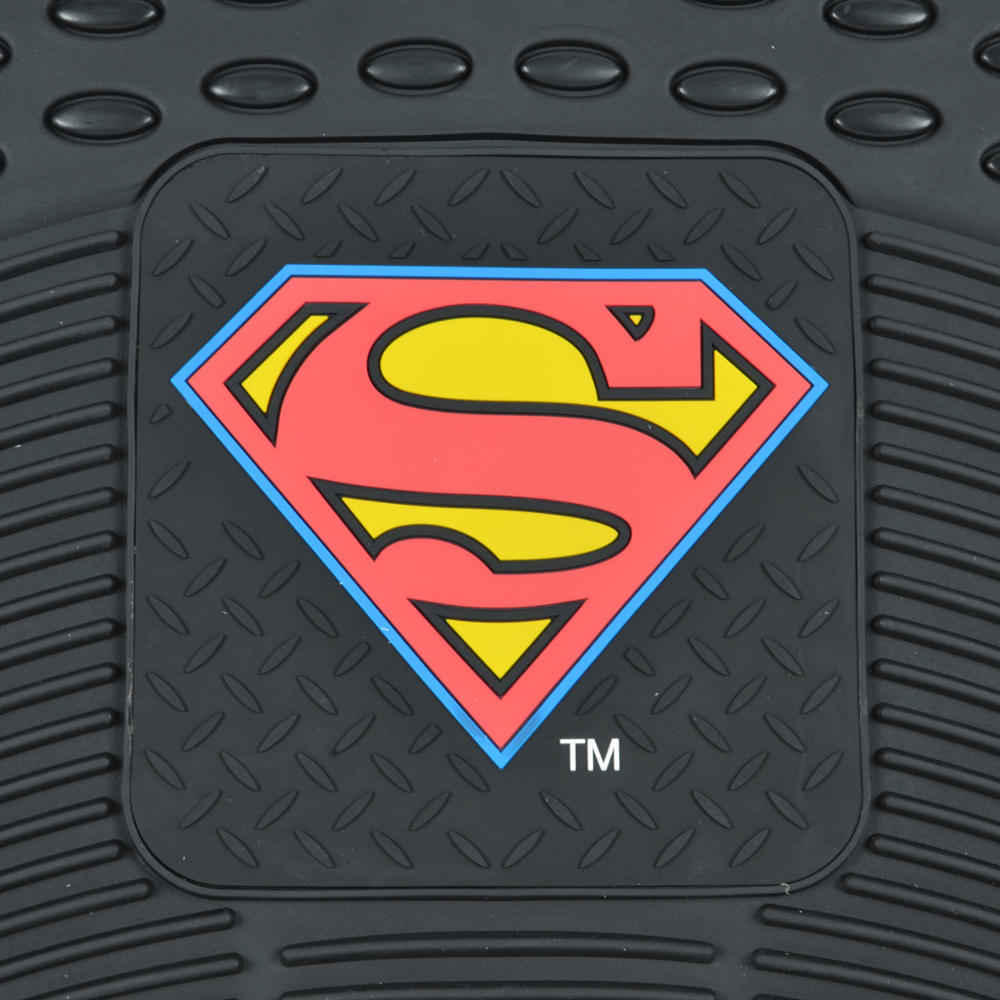 BDK Armored Super Hero Car Floor Mats - Officially Licensed DC Comics - All Weather Heavy Duty Auto Interior Liners for Car Truck Van SUV