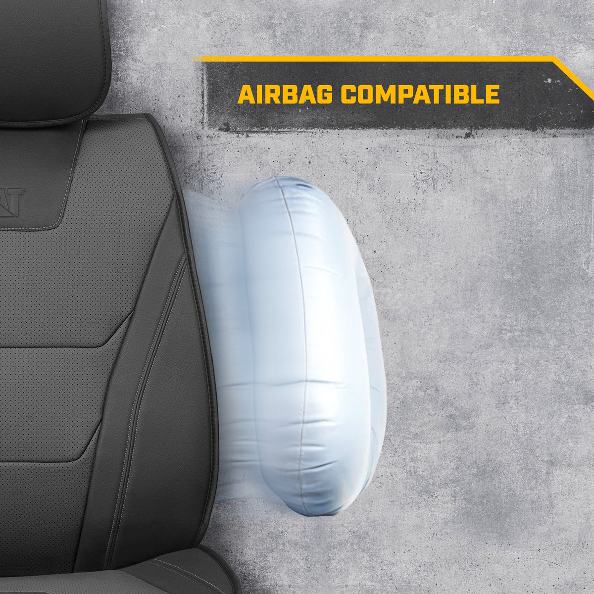 CAT® Edge Deluxe Car Seat Covers for Front Seats - Premium Two-Tone Faux Leather Seat Covers for Cars with Universal Fit, Rugged Automotive Seat
