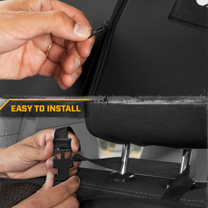 CAT PU Leather Rear Bench Seat Cover – Black, 60/40 Split Fit for Cars, Trucks, SUVs – Waterproof, Scratch-Resistant, Semi-Universal Fit Rear