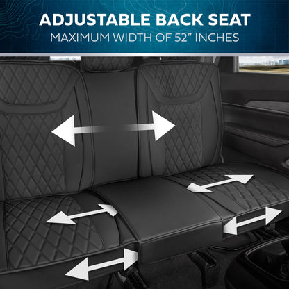 MotorBox 11-Piece Ranch Edition Premium Faux Leather Diamond Stitched Cushion Front Seat Covers and Rear Seat Covers