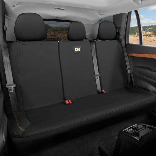 CAT PU Leather Rear Bench Seat Cover – Black, 60/40 Split Fit for Cars, Trucks, SUVs – Waterproof, Scratch-Resistant, Semi-Universal Fit Rear