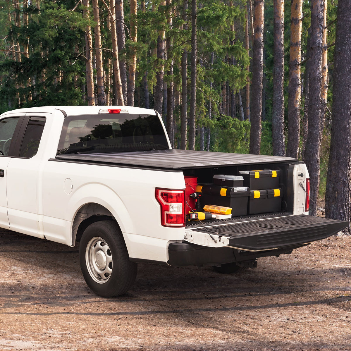 MotorBox Soft Roll-Up Truck Tonneau Cover for 1999-2016 or 2017-2024 Ford F-250 Super Duty/F-350 with 6.75 ft Bed Length, All-Weather Retractable
