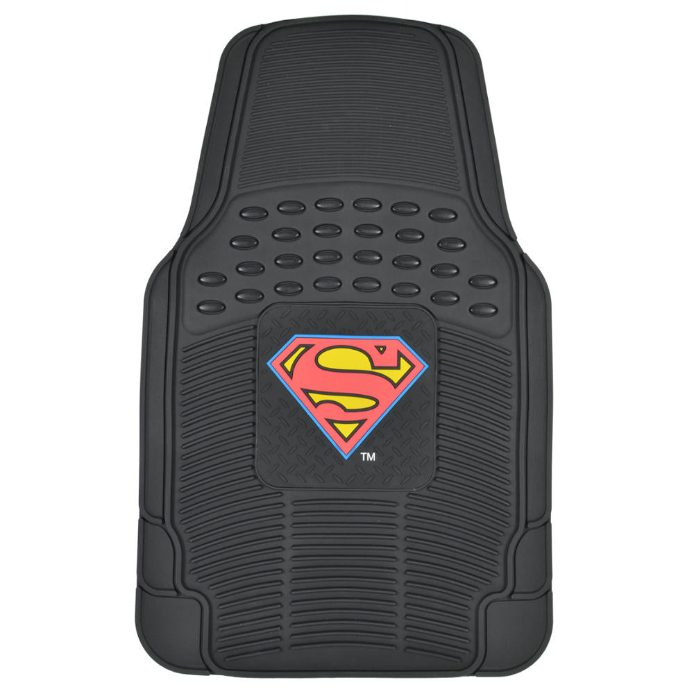 BDK Armored Super Hero Car Floor Mats - Officially Licensed DC Comics - All Weather Heavy Duty Auto Interior Liners for Car Truck Van SUV