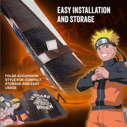 Naruto Shippuden Officially Licensed Windshield Sun Shade - Car Sun Shade Fits Most Autos, Trucks, SUV, & Van - Akatsuki Naruto Merch & Anime