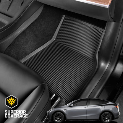 Cat® JustFit™ 3D Floor Mats for Tesla Model Y 2024 2023 2022 2021 2020 - Custom Fit Tesla Model Y Floor Mats with Extended Coverage Design