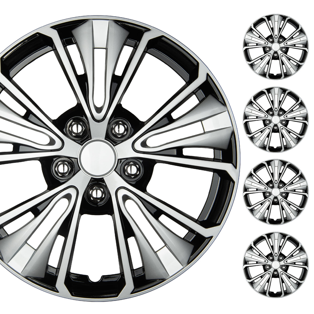 BDK 16 Inch Hubcaps Set of 4 - OEM Replacement Snap-On Wheel Rim Covers - Universal Fit Car Wheel Cover for Cars, Trucks, SUV, Vans Durable ABS