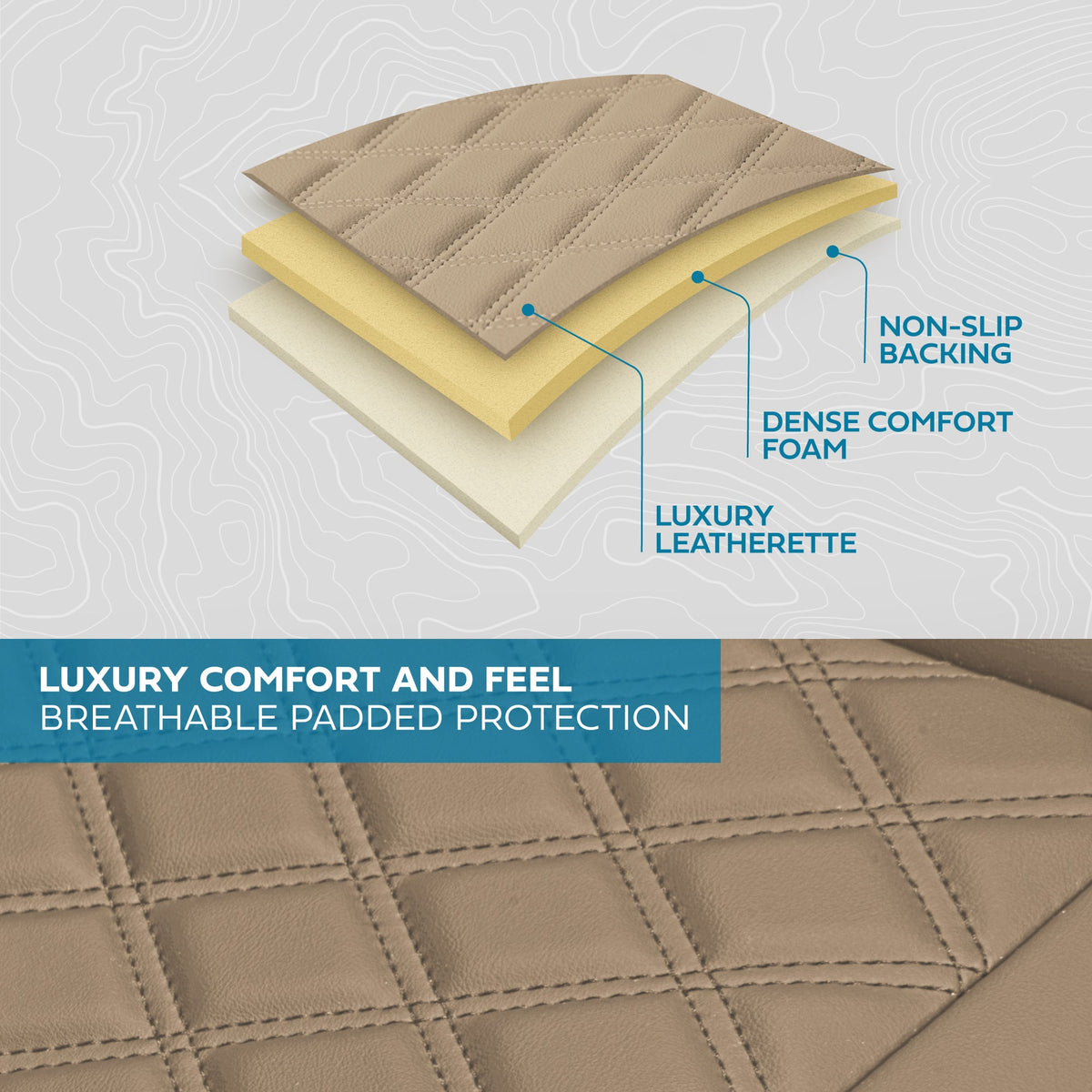 MotorBox Premium Napa Leather Rear Seat Cover - Semi Universal Fit for Most Cars, Truck & SUV - Beige Back Seat Protector - Anti-Slip, Durable
