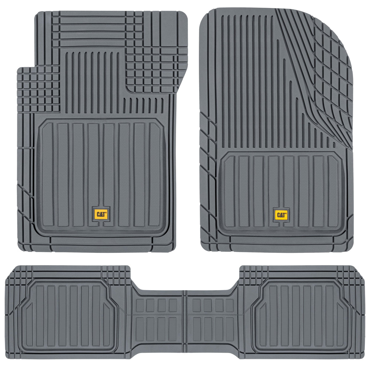CAT 3-Piece ToughLiner Front Floor Mats and Rear Floor Mats - Heavy Duty, All Weather, Trim to Fit - Gray