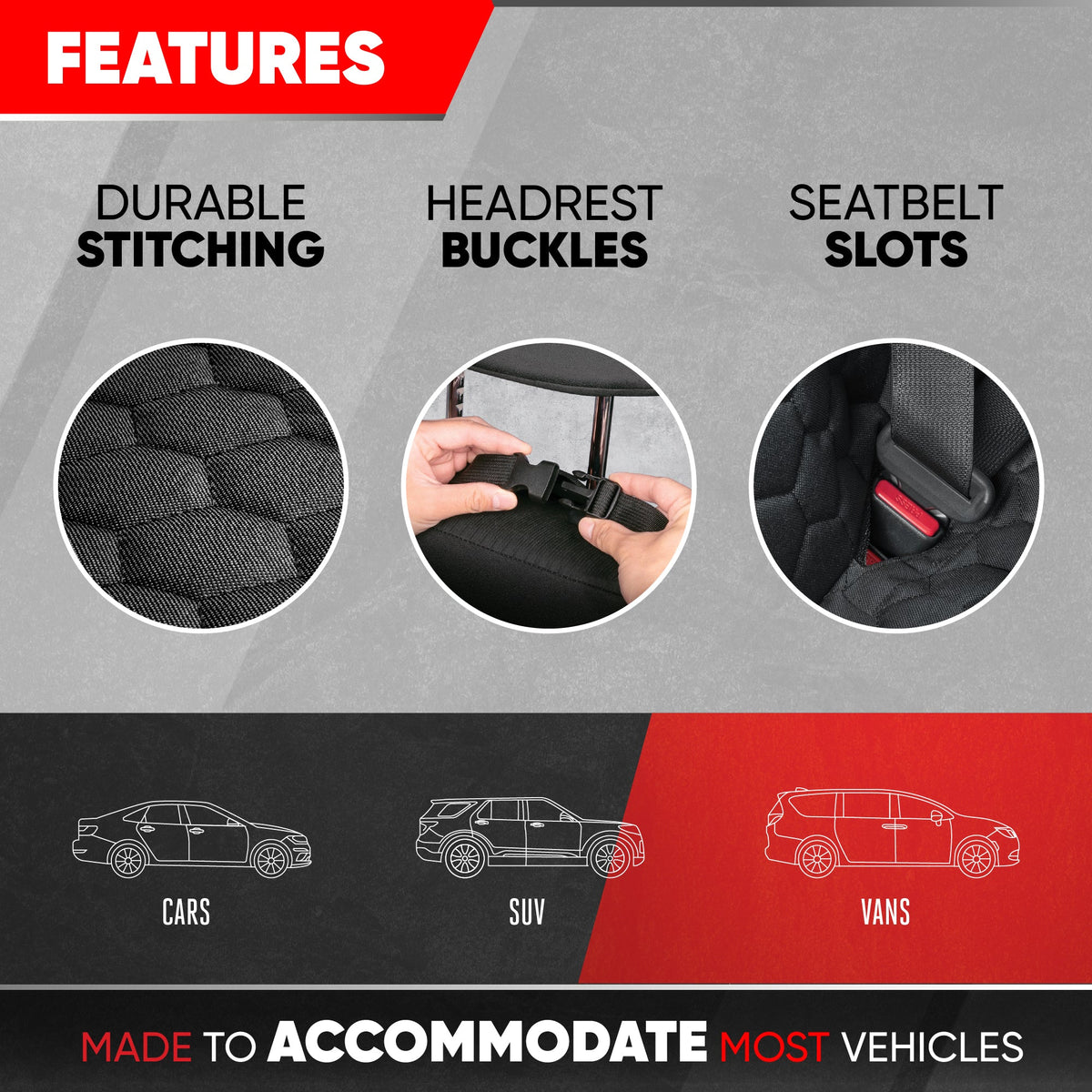 Motor Trend Dog Car Seat Cover for Back Seat - Waterproof Non-Slip Scratch-Resistant Back Seat Pet Cover for Dogs - Universal Fit Dog Accessories