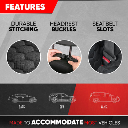 Motor Trend Dog Car Seat Cover for Back Seat - Waterproof Non-Slip Scratch-Resistant Back Seat Pet Cover for Dogs - Universal Fit Dog Accessories