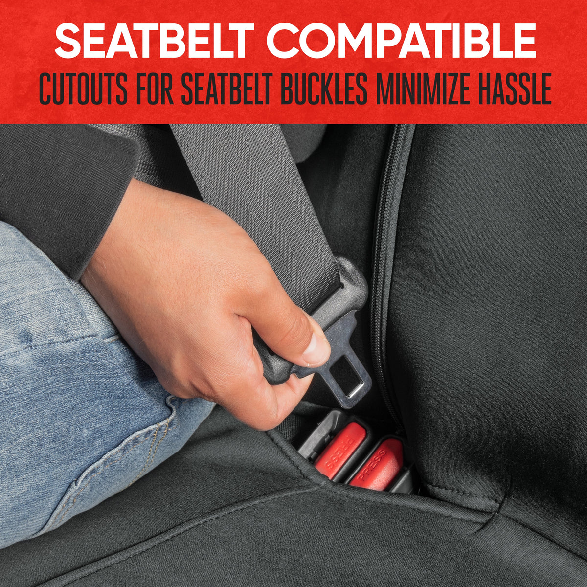 Motor Trend SpillGuard Waterproof Rear Bench Car Seat Cover, All Charcoal Stitching – Split Bench Rear Seat Protector with Neoprene Padding, Back